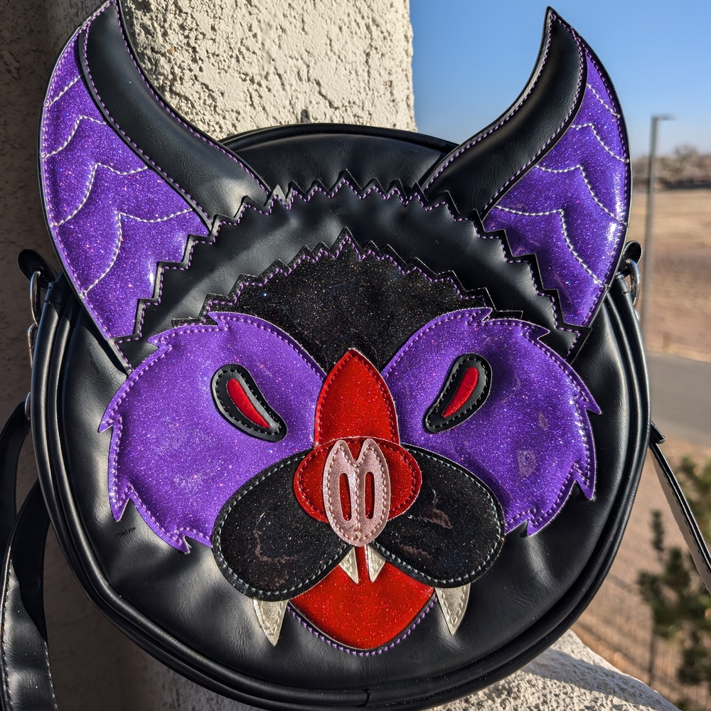 Black and Purple Bat Design Women's Bag